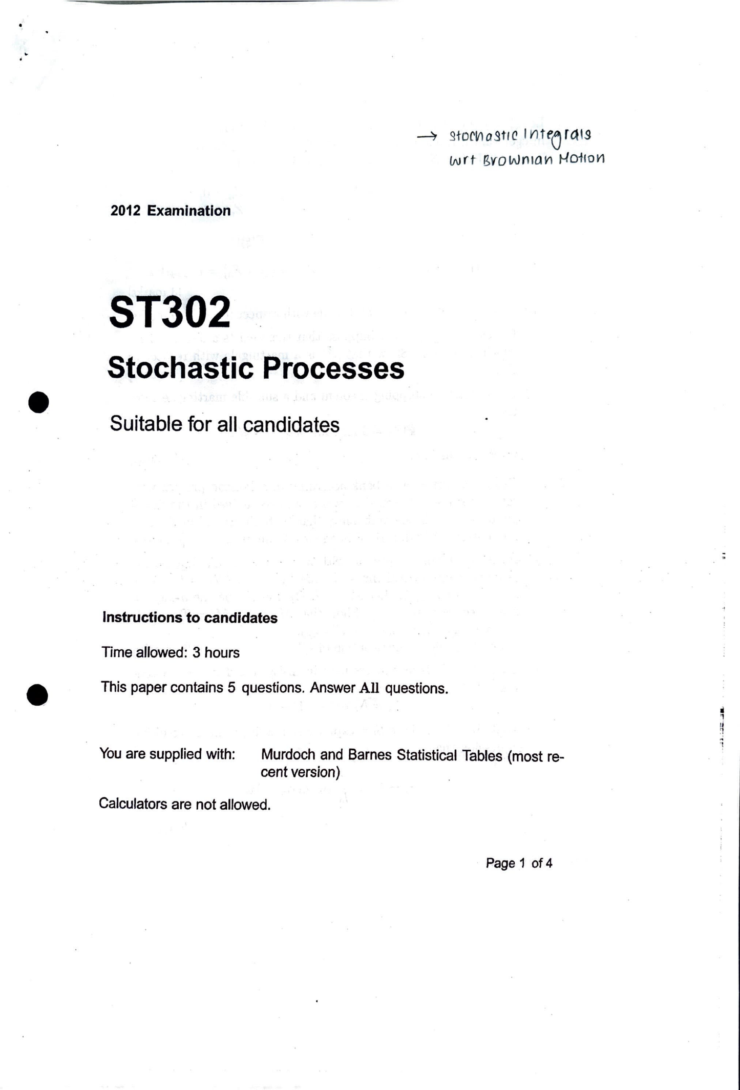 LSE Past Paper ST302 (2012) Pg1