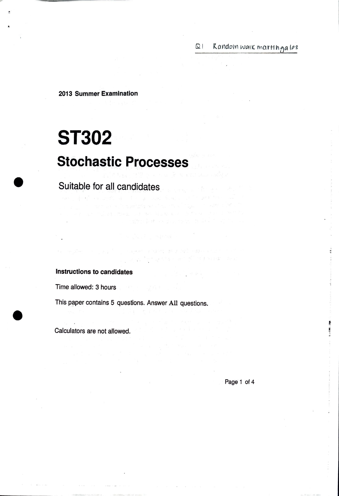 LSE Past Paper ST302 (2013) Pg1