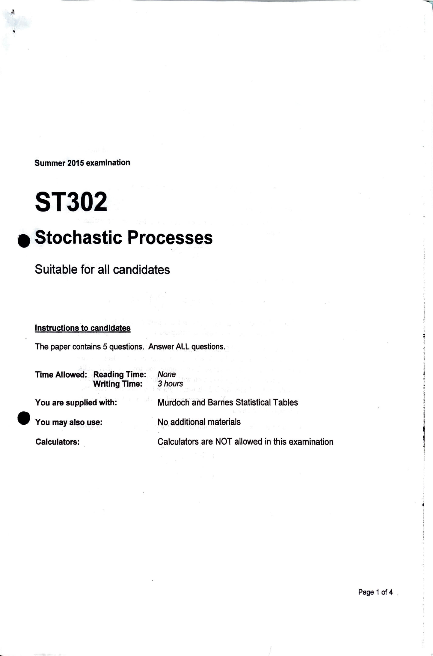 LSE Past Paper ST302 (2015) Pg1