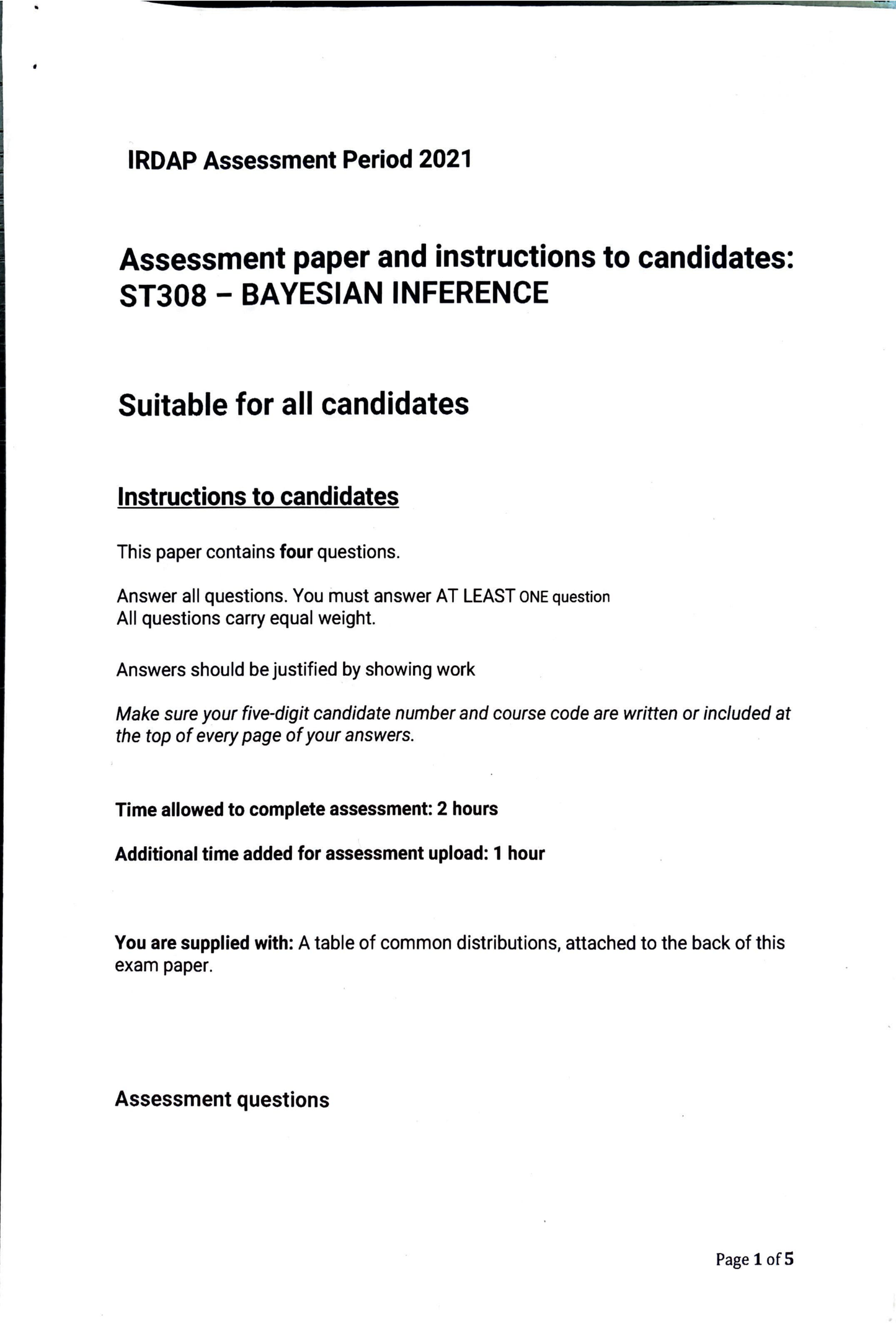 LSE Past Paper ST308 (IRDAP 2021) Pg1