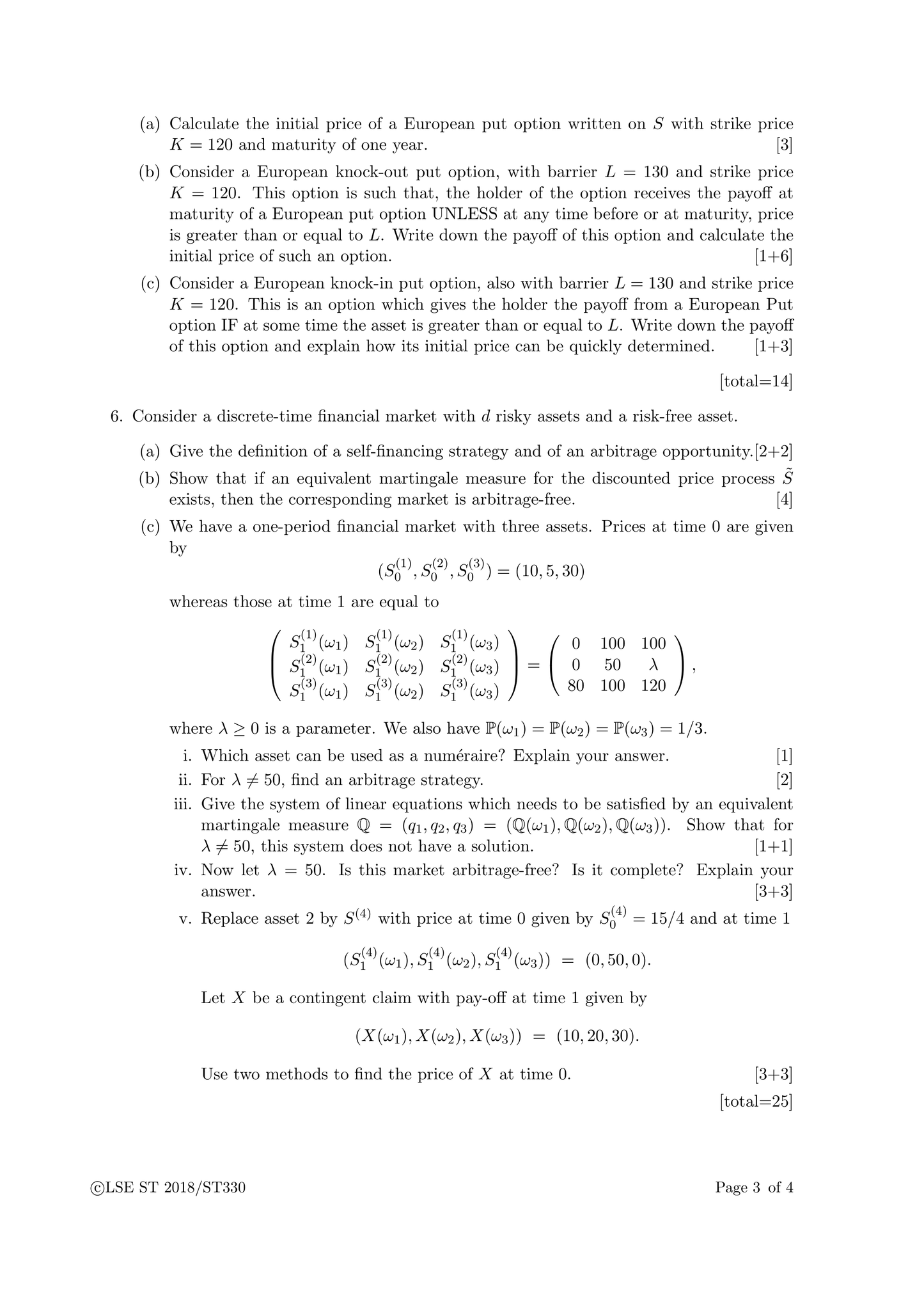 LSE Past Paper ST330 (2018) Pg2