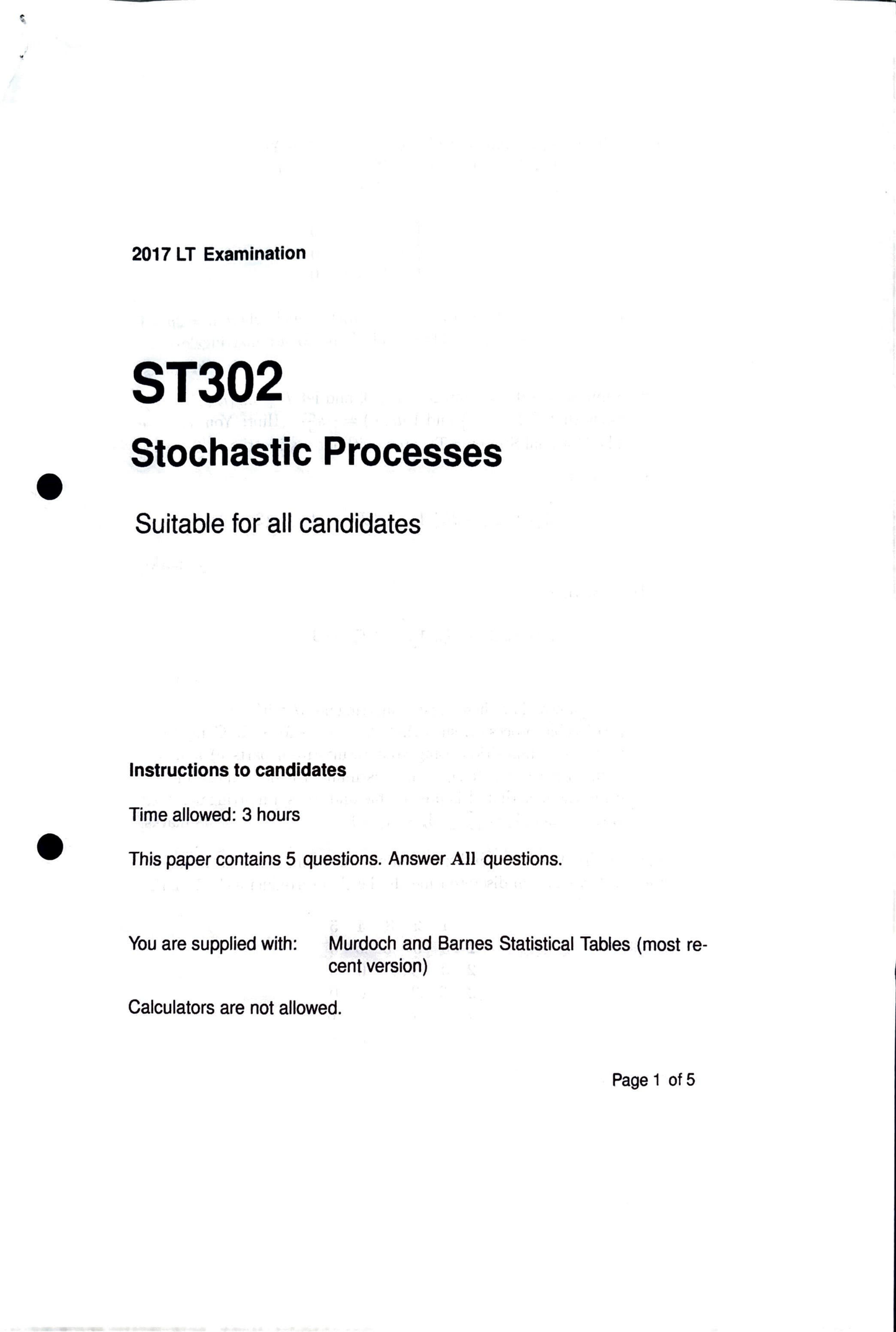 LSE Past Paper ST302 (2017) Pg1