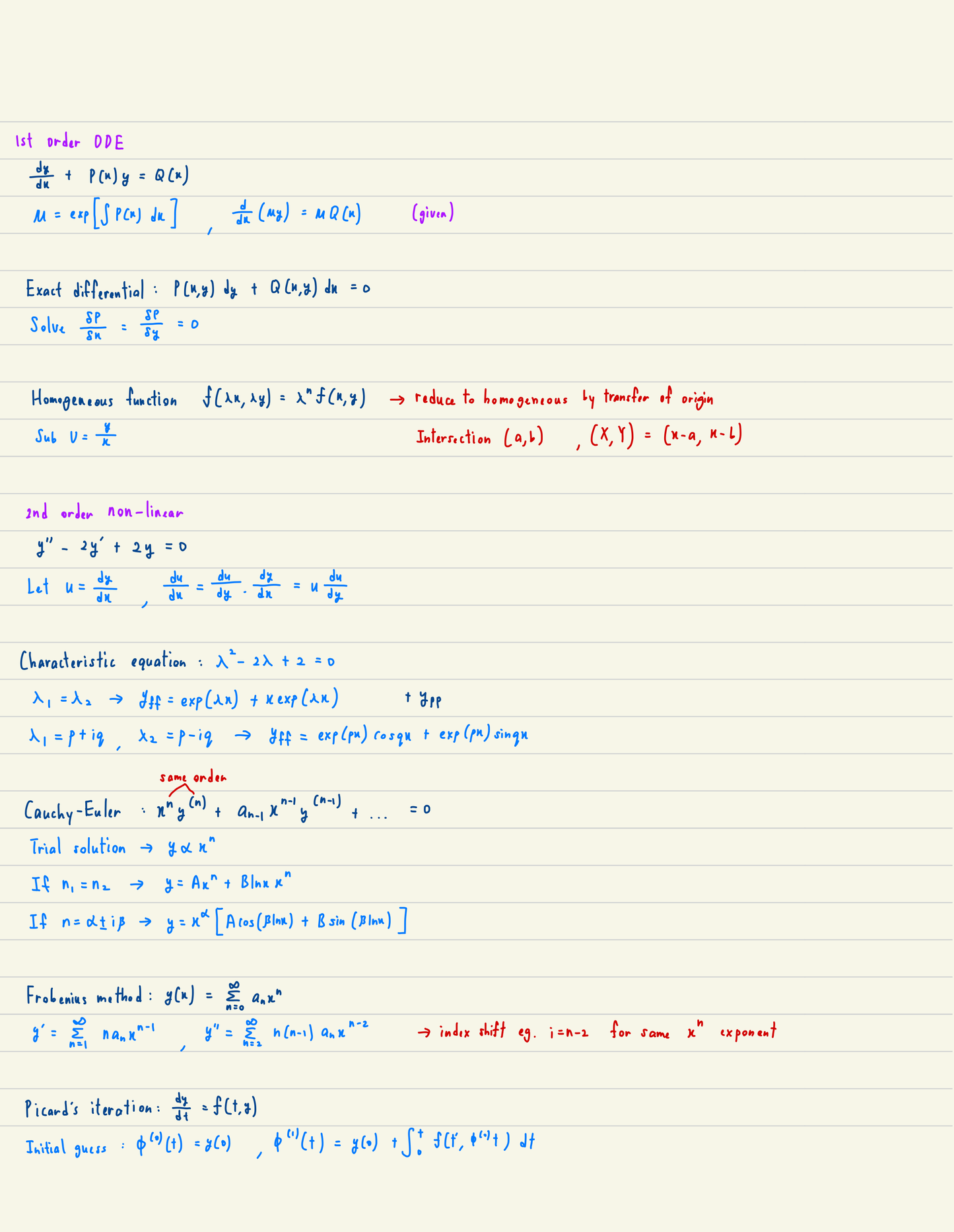 Cambridge Notes for Part I Chemical Engineering Tripos Mathematics Notes