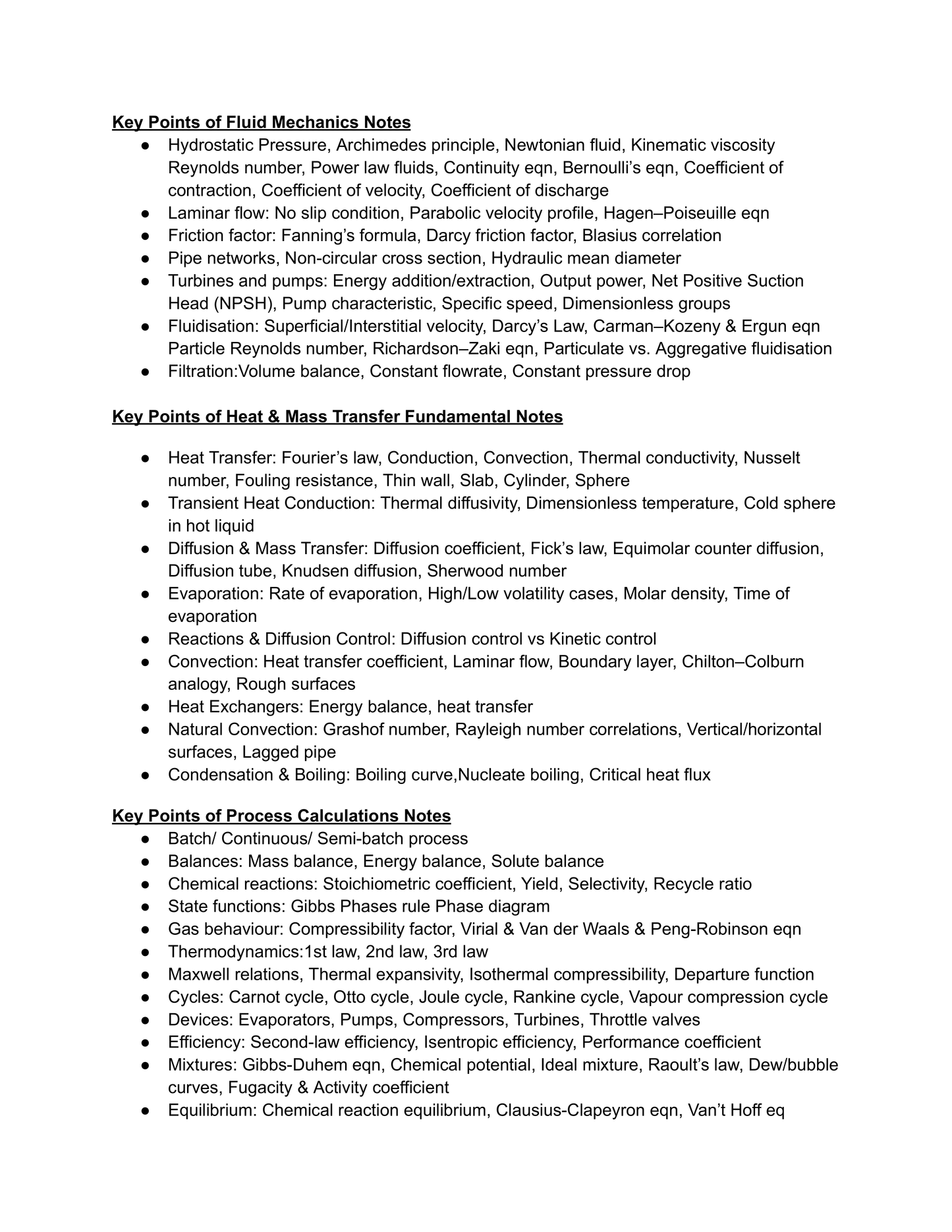 Cambridge Notes for Part I Chemical Engineering Tripos Notes