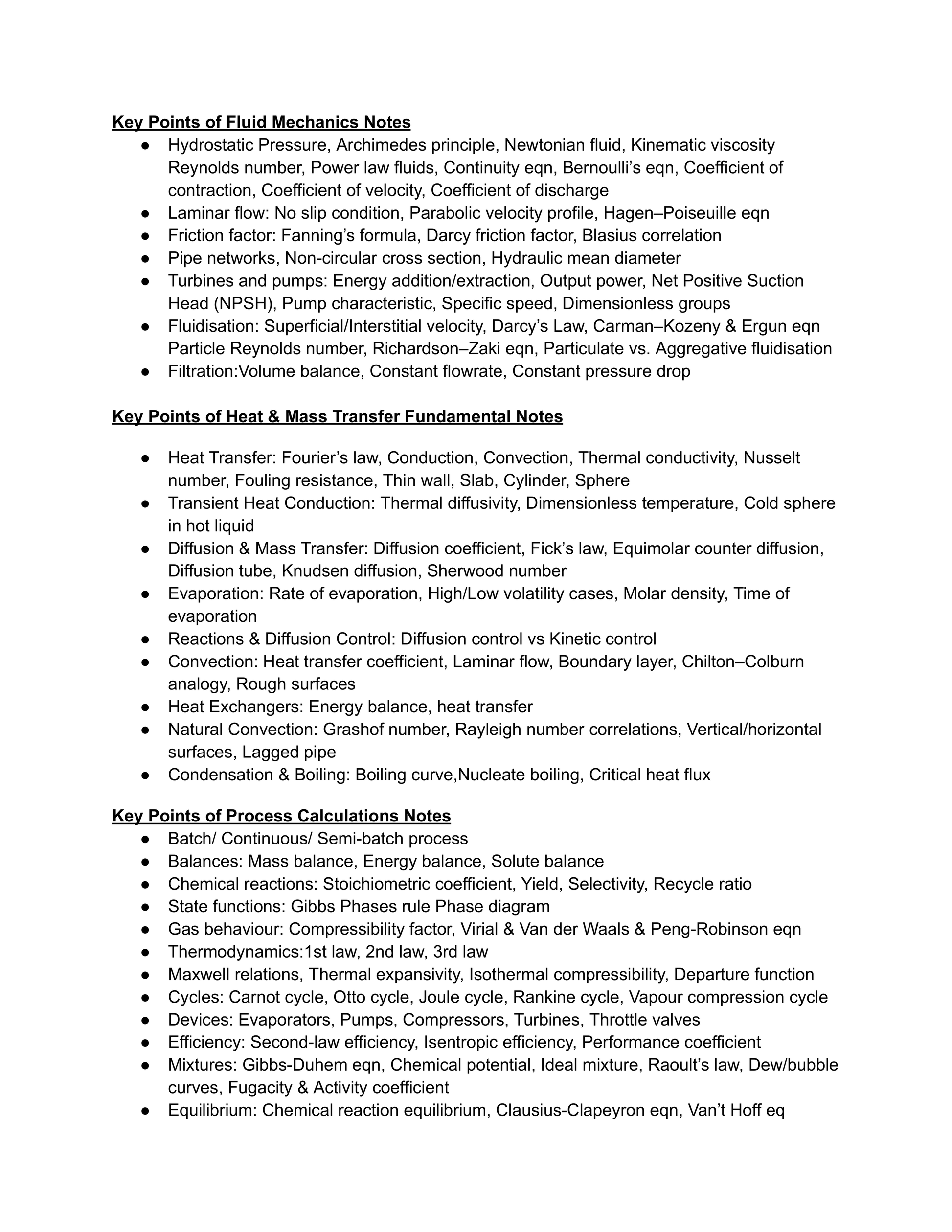  Cambridge Notes for Part I Chemical Engineering Tripos Notes