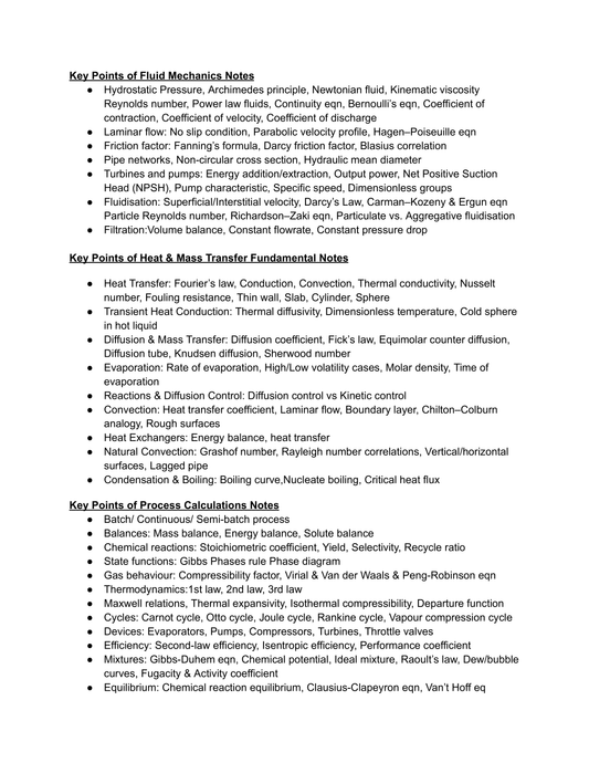  Cambridge Notes for Part I Chemical Engineering Tripos Notes