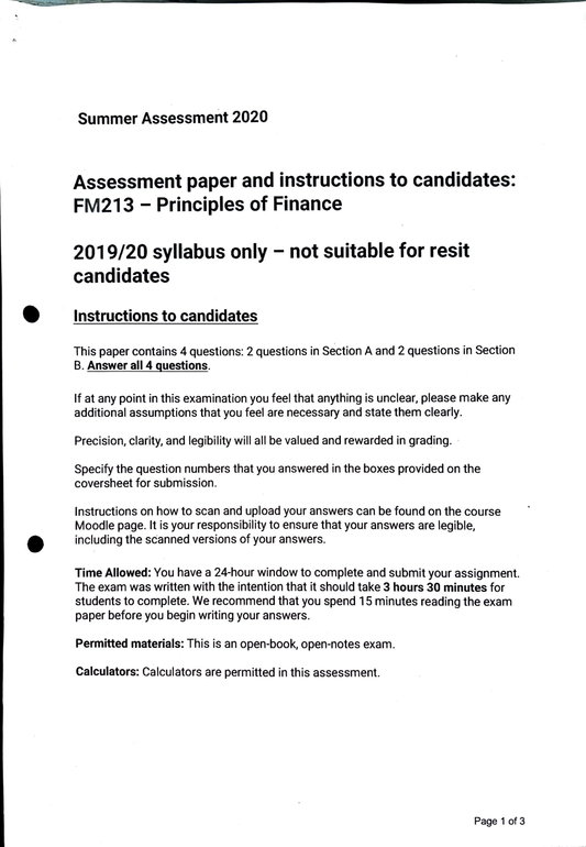 LSE Past Paper Fm213 (2020) Pg1