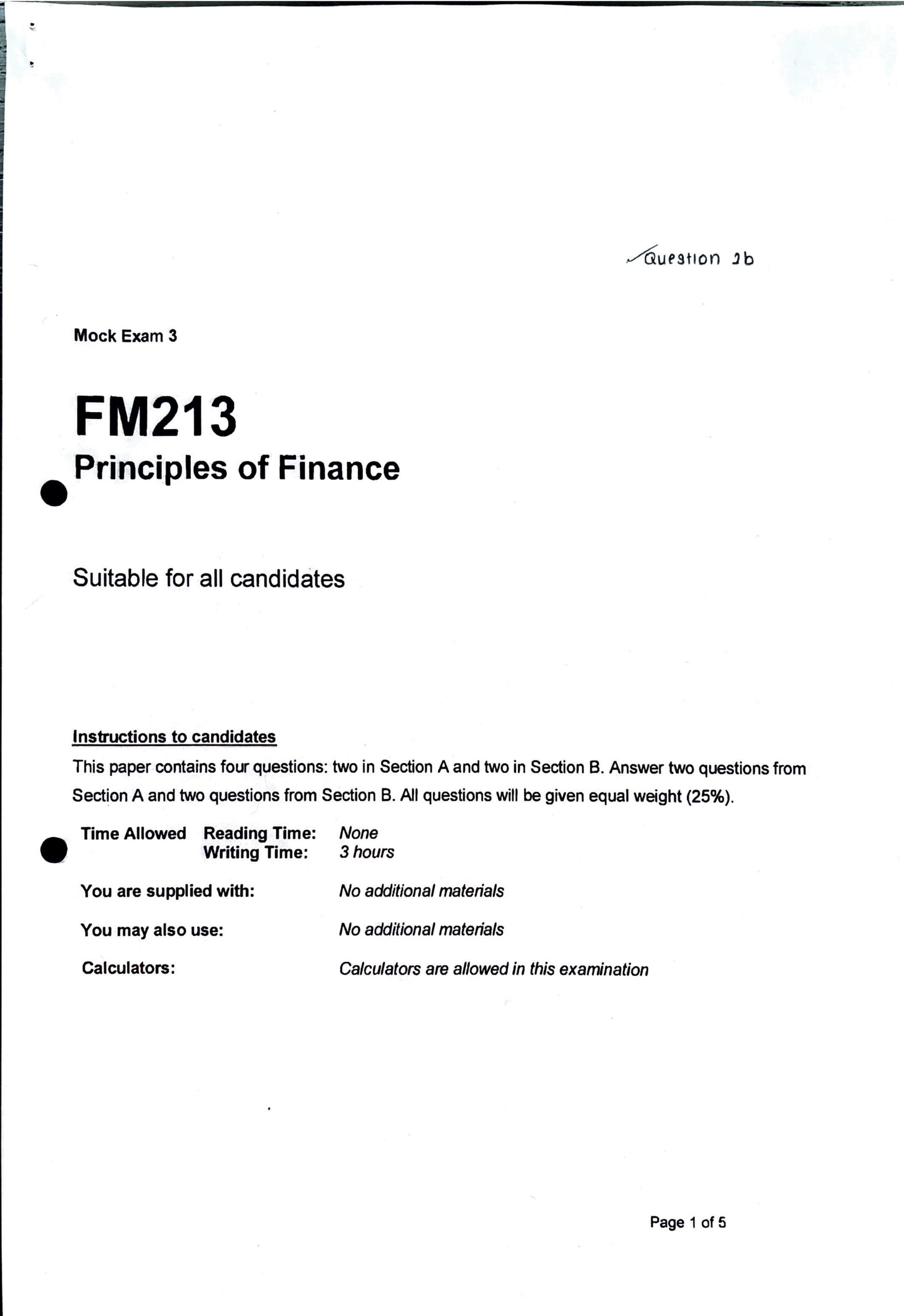 LSE Past Paper Fm213 (Mock 3) Pg1
