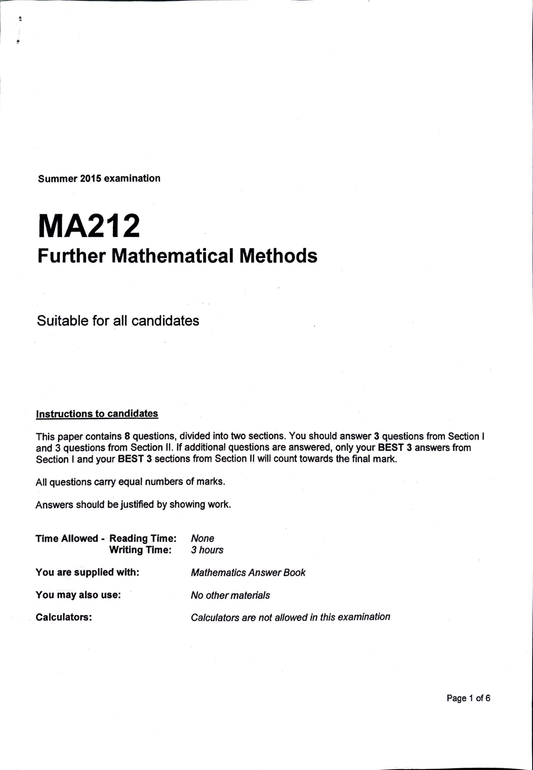 LSE Past Paper MA212 (2015 LT) Pg 1