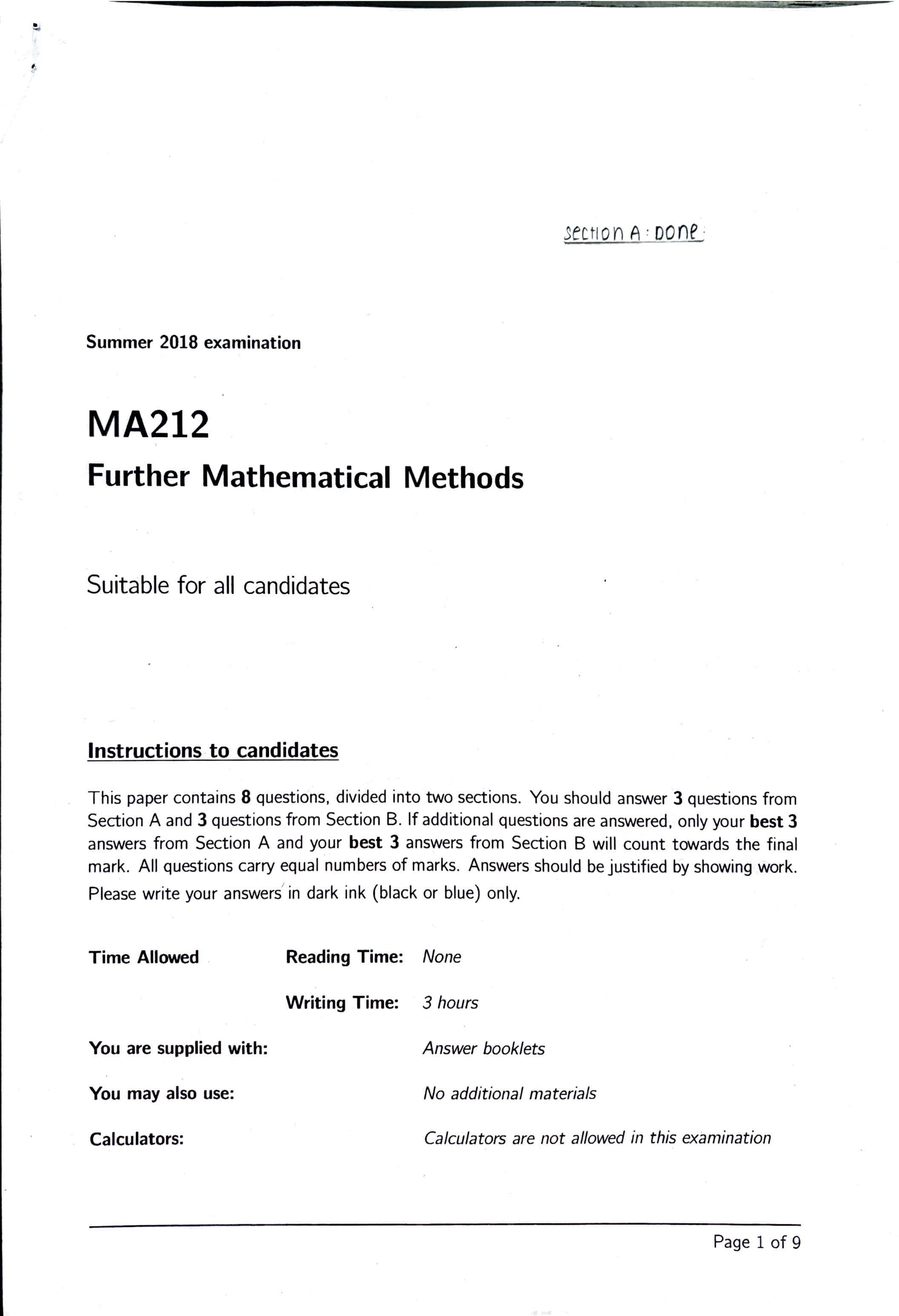 LSE Past Paper MA212 (2018 LT) Pg1