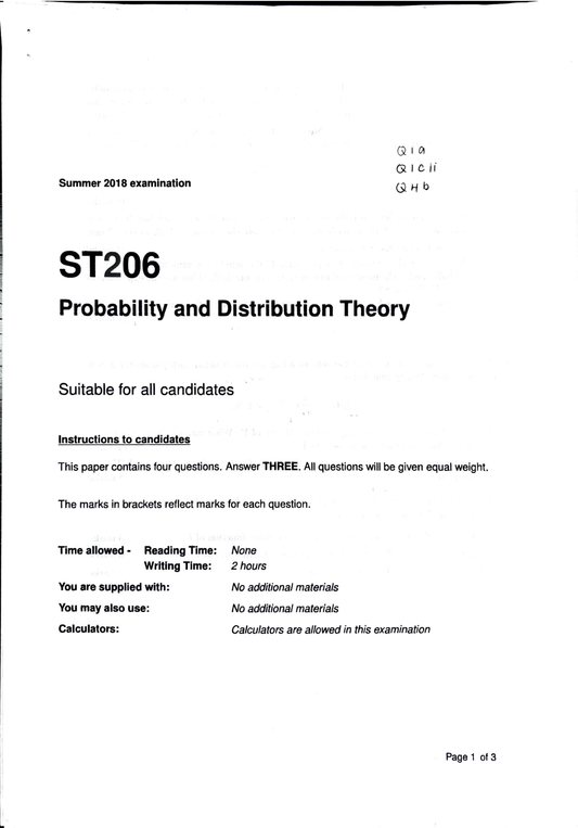 LSE Past Paper ST206 (2018) Pg1 