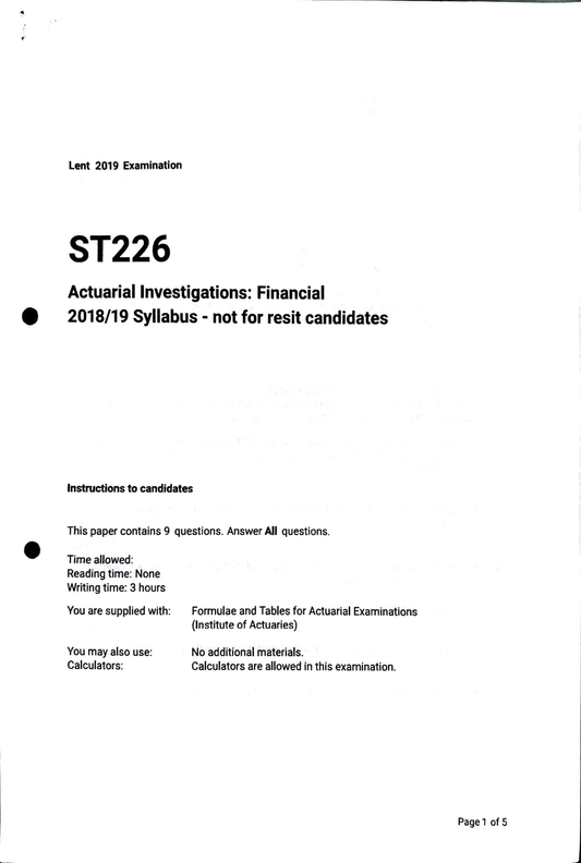 LSE Past Paper ST226 (2019) Pg1