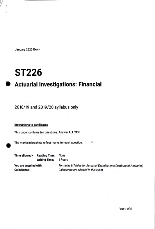LSE Past Paper ST226 (2020) Pg1