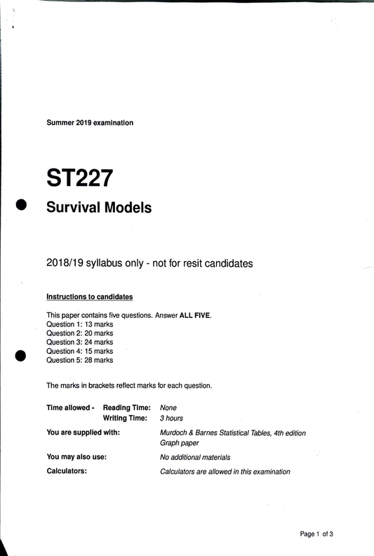 LSE Past Paper ST227 (2019) Pg1