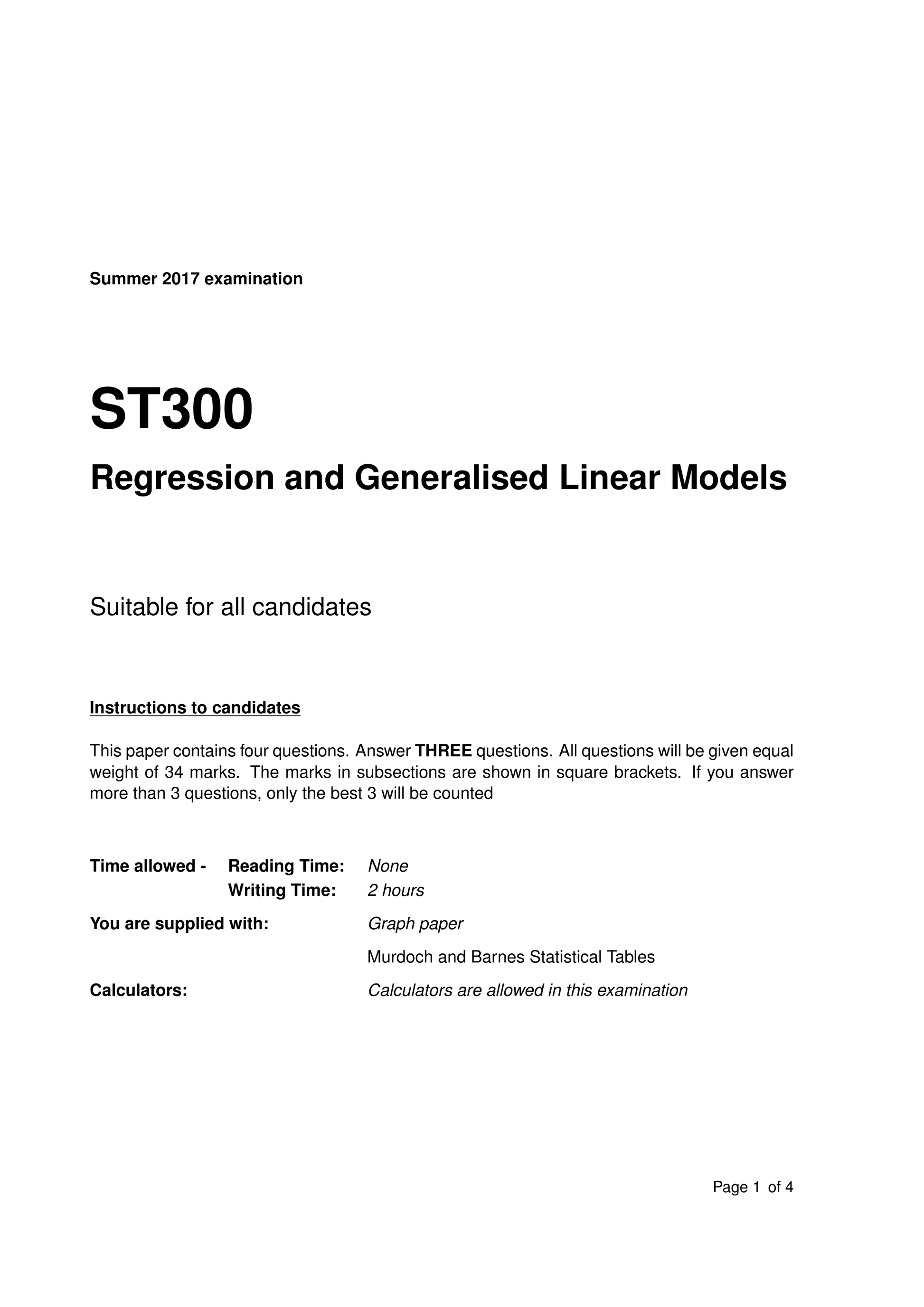 LSE Past Paper ST300 (2017) Pg1