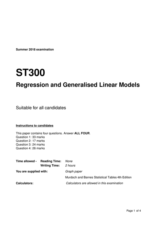 LSE Past Paper ST300 (2018) Pg1