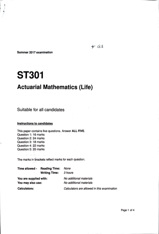 LSE Past Paper ST301 (2017) Pg1