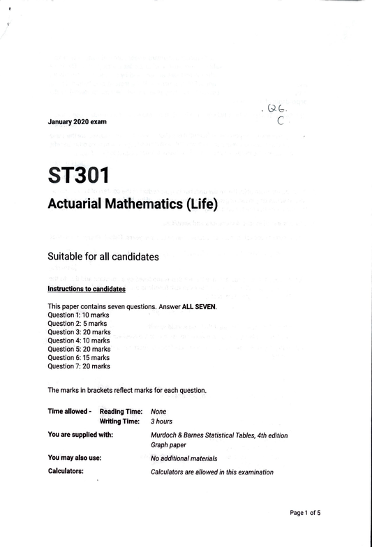 LSE Past Paper ST301 (2020) Pg1