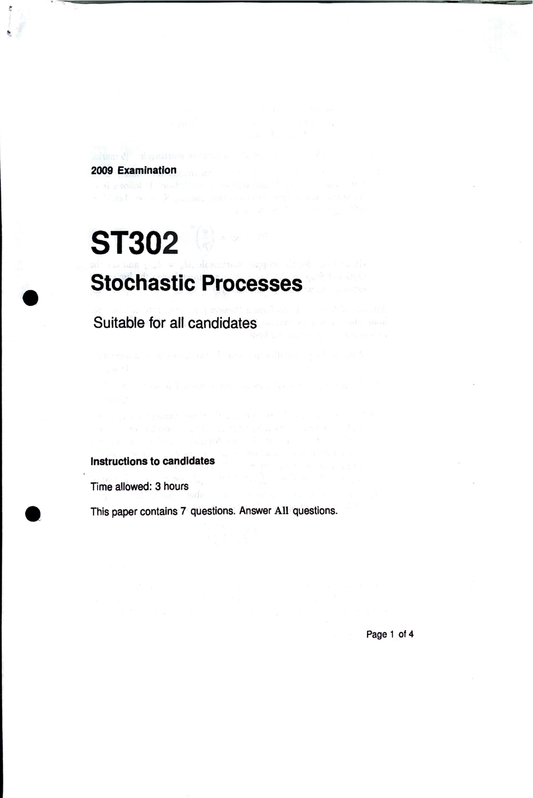 LSE Past Paper ST302 (2009) Pg1