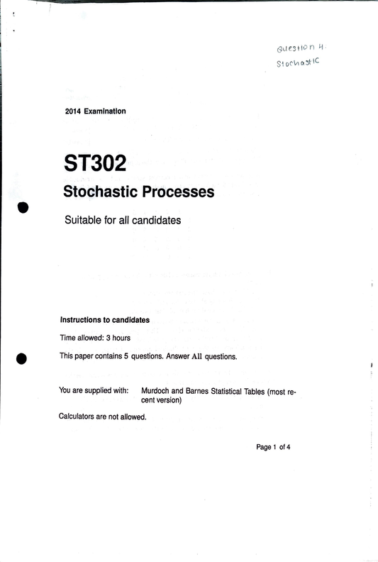 LSE Past Paper ST302 (2014) Pg1