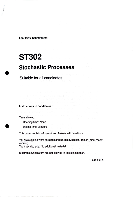 LSE Past Paper ST302 (2016) Pg1