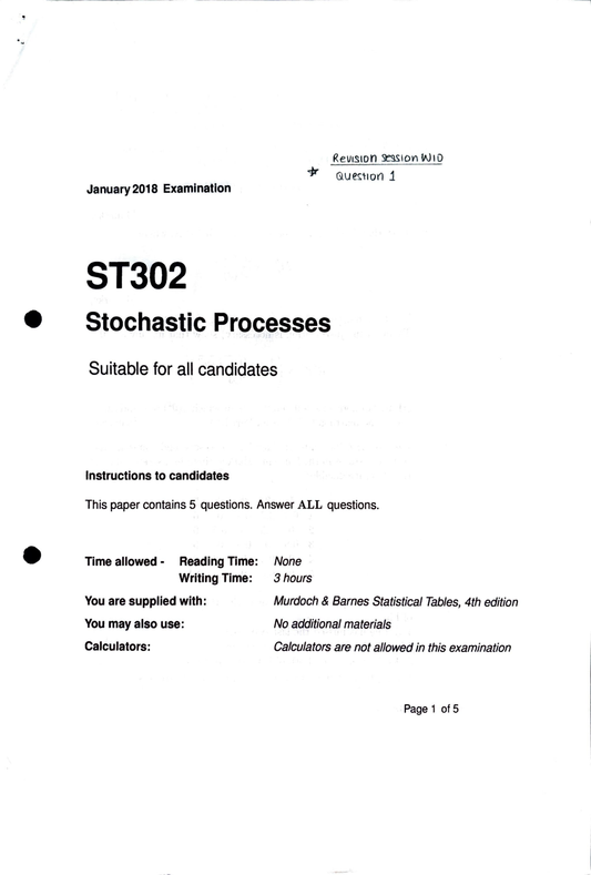 LSE Past Paper ST302 (2018) Pg1