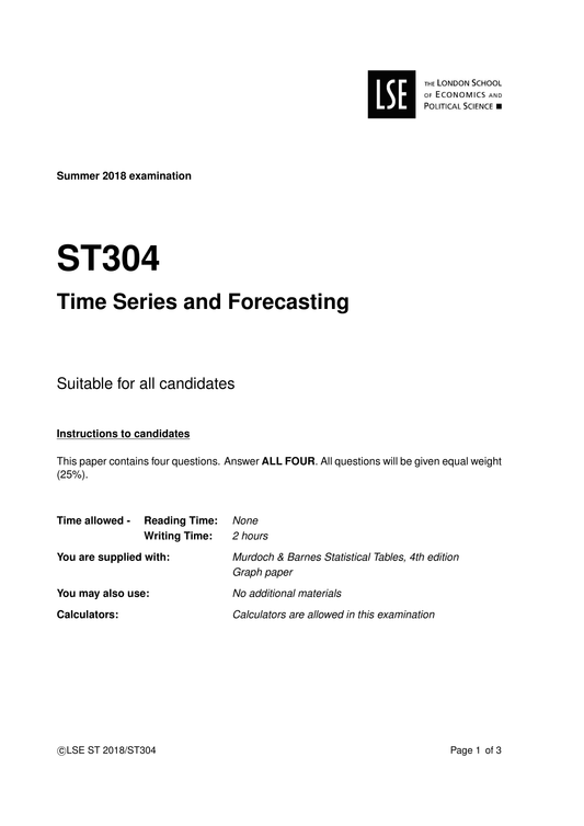 LSE Past Paper ST304 (2018) Pg1