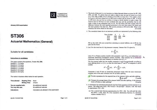 LSE Past Paper ST306 (2018) Pg1