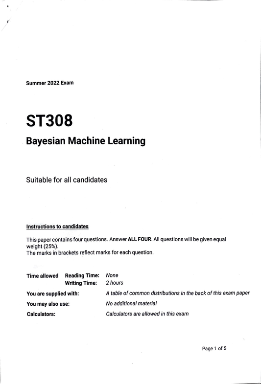 LSE Past Paper ST308 (2022) Pg 1