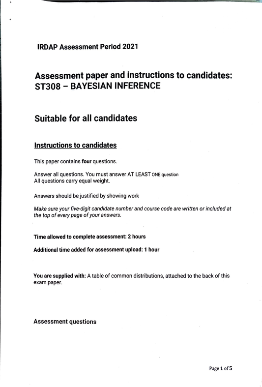 LSE Past Paper ST308 (IRDAP 2021) Pg1
