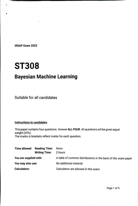 LSE Past Paper ST308 I(RDAP 2022) Pg1