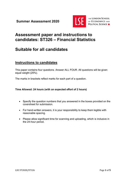 LSE Past Paper ST326 (2020) Pg1