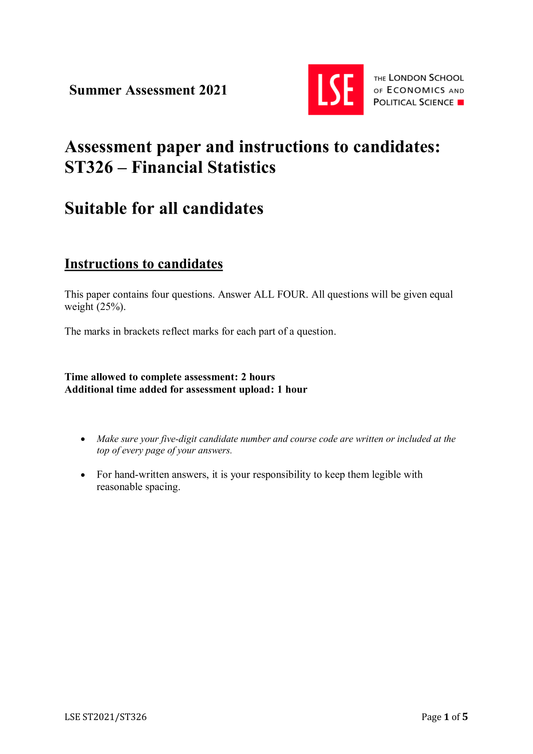LSE Past Paper ST326 (2021) Pg1