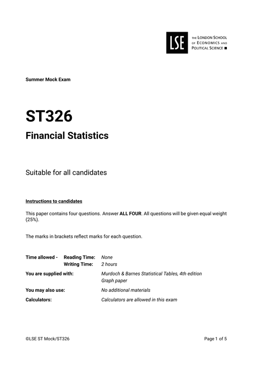 LSE Past Paper ST326 (2023 Mock) Pg1