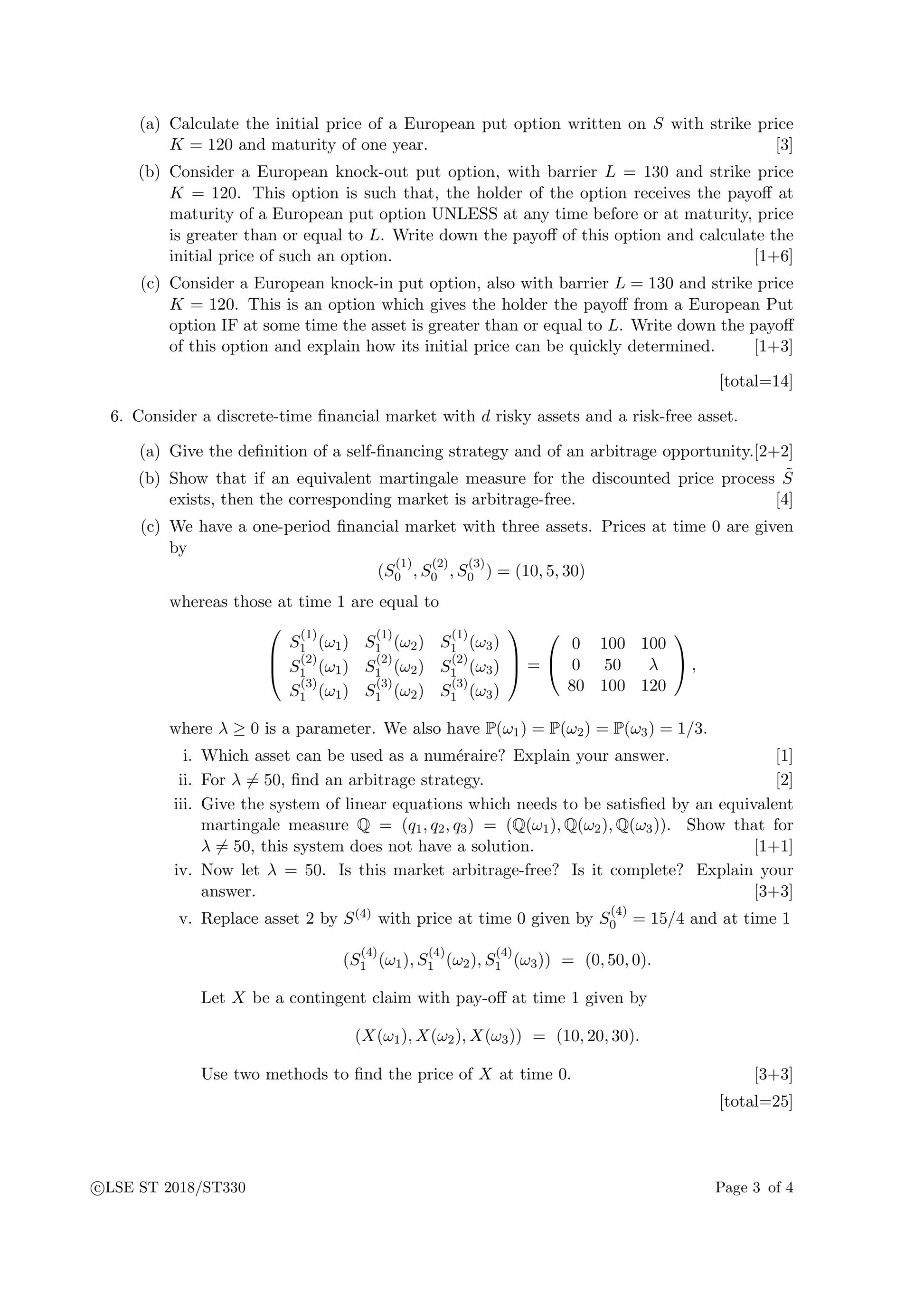 LSE Past Paper ST330 (2018) Pg2