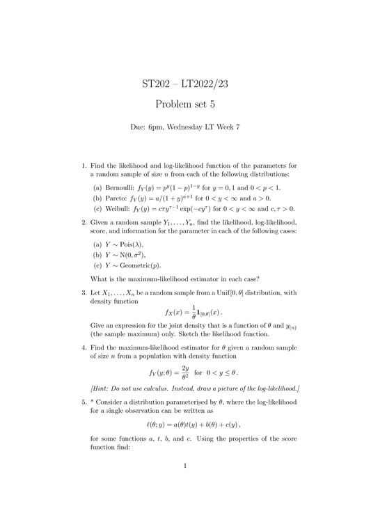 LSE Problem Sets ST202 (LT) Pg1